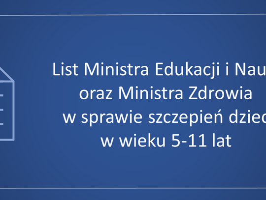 List Ministra Edukacji i Nauki oraz Ministra Zdrowia w sprawie szczepień dzieci w wieku 5-11 lat